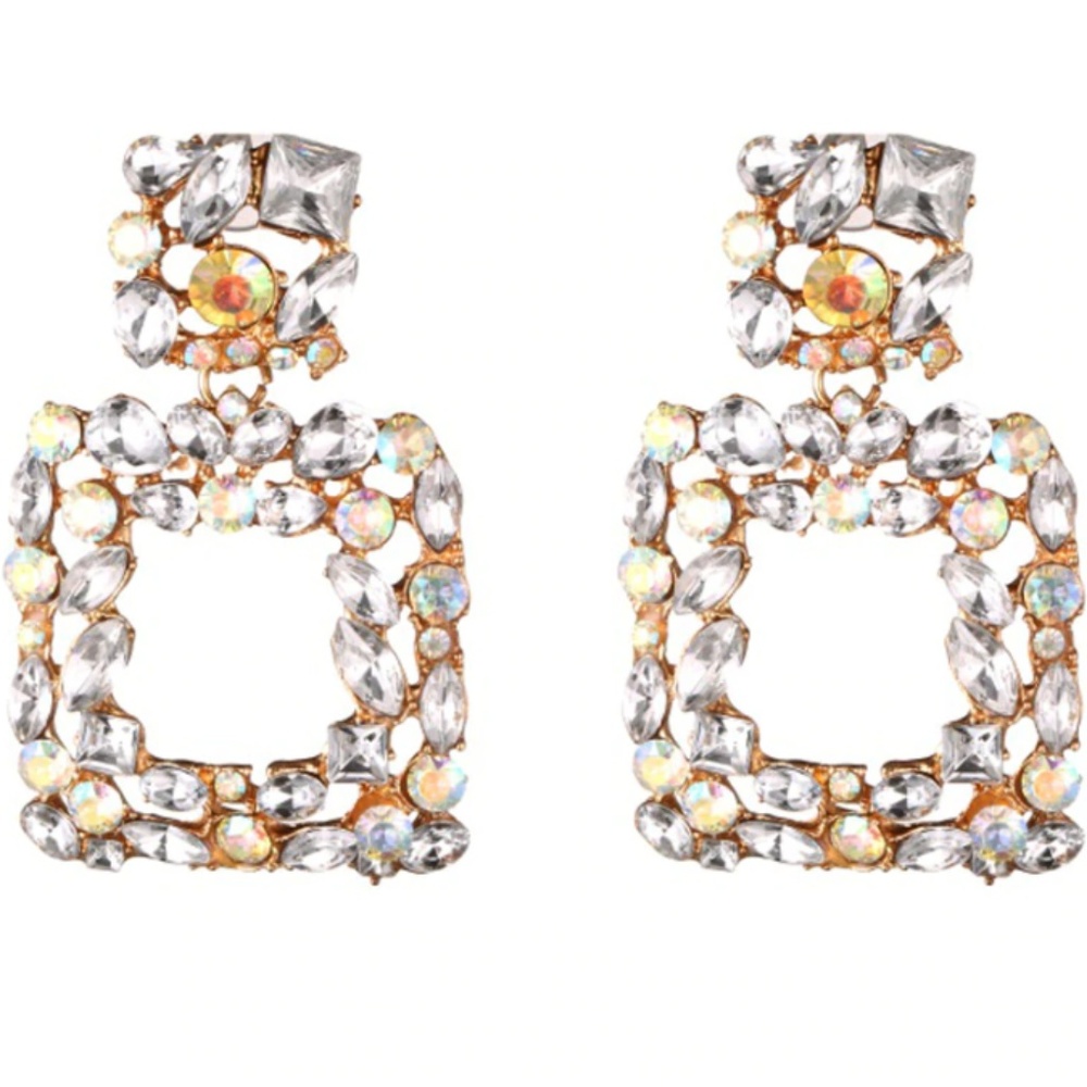 Bejeweled Square Earrings